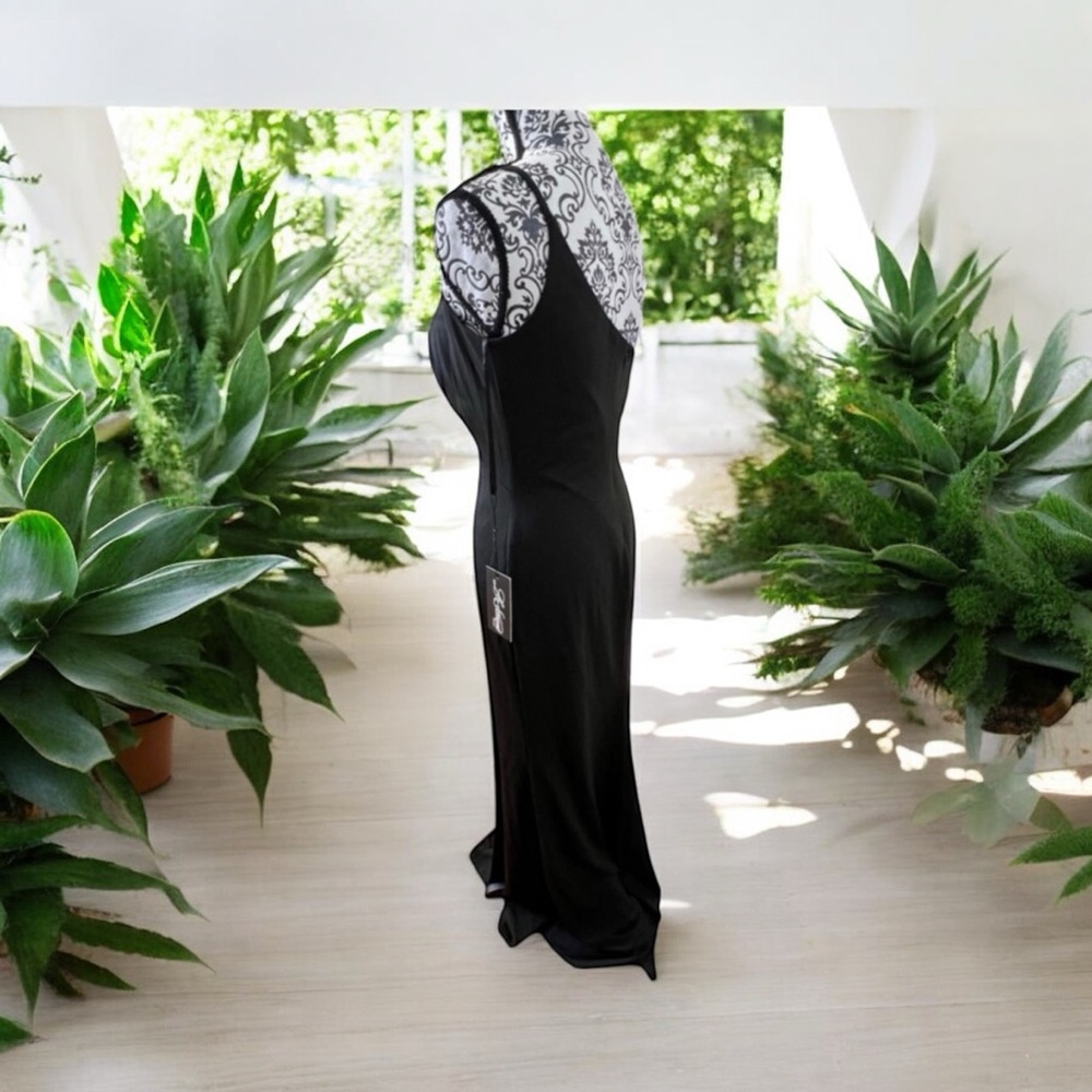 La Femme One Shoulder Fitted Jersey Gown SZ 10 with High Slit  NWT - Picture 7 of 8